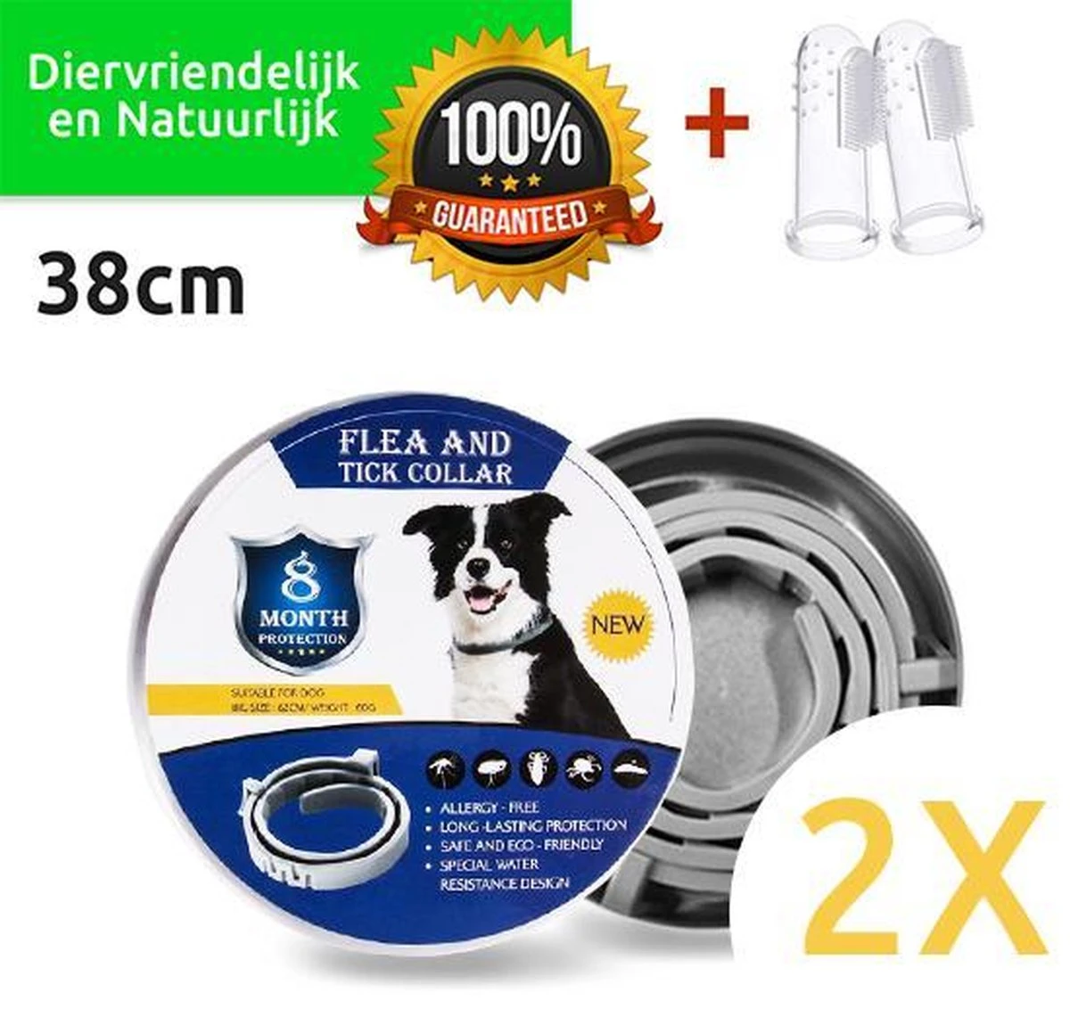 2x Vlooienband Hond – Vlooienmiddelen – Diervriendelijk – Gratis Hondentandenborstel – Anti Vlooien Halsband – Bestrijding – 8 Maanden Bescherming – Beste Kwaliteit – Grijs – 38cm 1 2x Vlooienband Hond – Vlooienmiddelen – Diervriendelijk – Gratis Hondentandenborstel – Anti Vlooien Halsband – Bestrijding – 8 Maanden Bescherming – Beste Kwaliteit – Grijs – 38cm