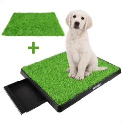 AWEMOZ Hondentoilet Kunstgras – Met 2 Matten En Opvangbak – 64x52x7,5cm – Puppy Pads – Zindelijkheidstraining Hond – Training Pads – Indoor / Outdoor Honden Toilet