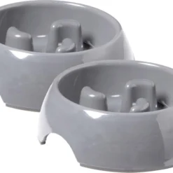 Adori Anti-Schrok Voerbak S 200ml Grijs – Hondenvoerbak – 2 X 14 Cm