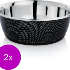 Adori Rvs Voerbak Non-Slip Zwart – Hondenvoerbak – 2 X 20.5 Cm