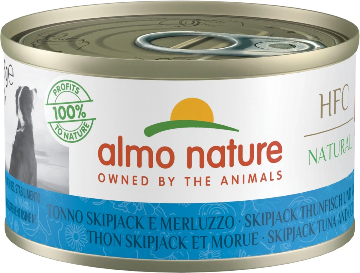 Almo Nature HFC Natural Natvoer Voor Honden – 24 X 95 Gram – Skipjack Tonijn & Kabeljauw – 24 X 95 Gram 1 Almo Nature HFC Natural Natvoer Voor Honden – 24 X 95 Gram – Skipjack Tonijn & Kabeljauw – 24 X 95 Gram