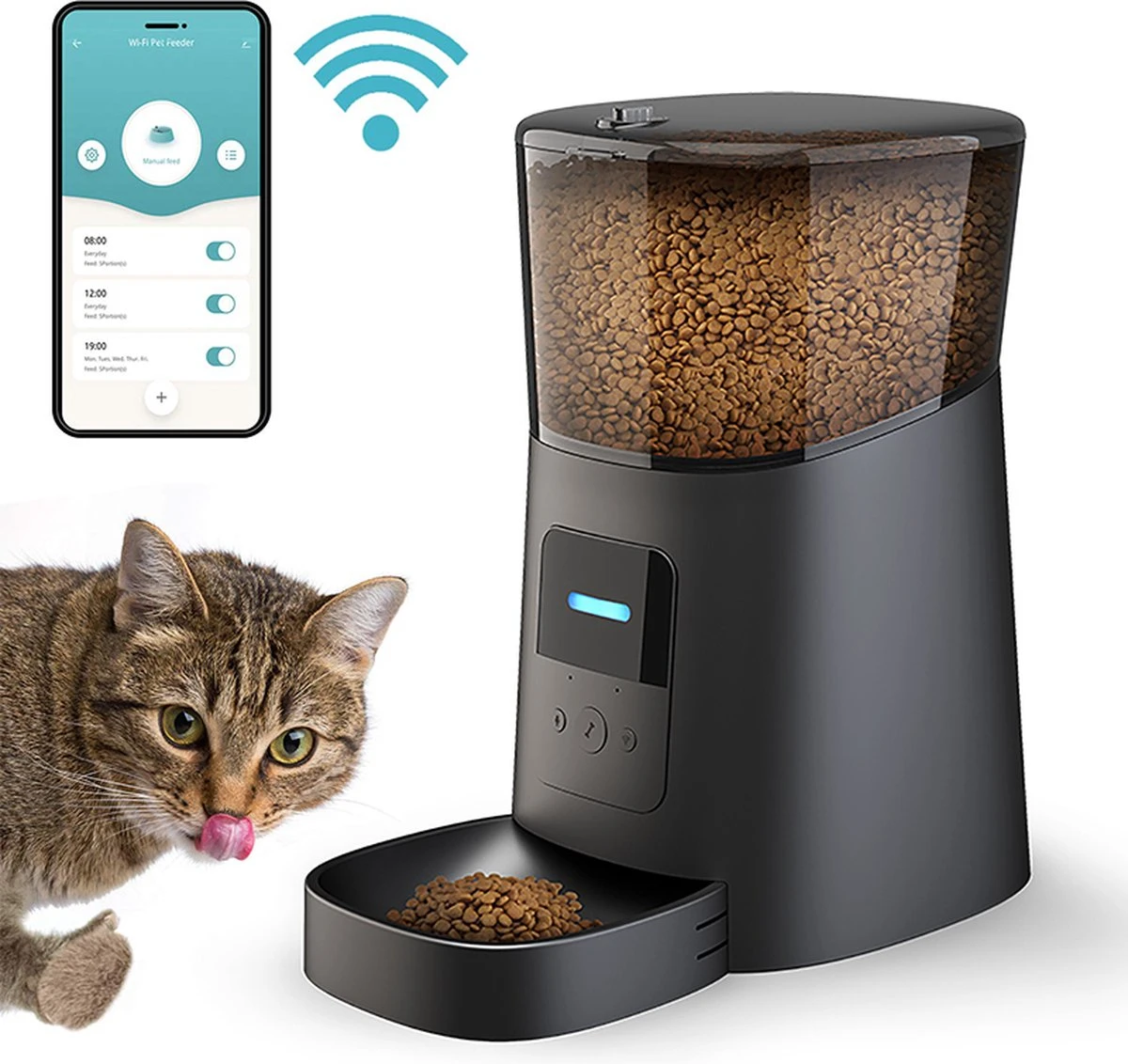 Automatische Voerbak Kat En Hond – Voerautomaat Met Smartphone Besturing – Voerdispenser – Voerinhoud 6 Liter – Zwart 1 Automatische Voerbak Kat En Hond – Voerautomaat Met Smartphone Besturing – Voerdispenser – Voerinhoud 6 Liter – Zwart