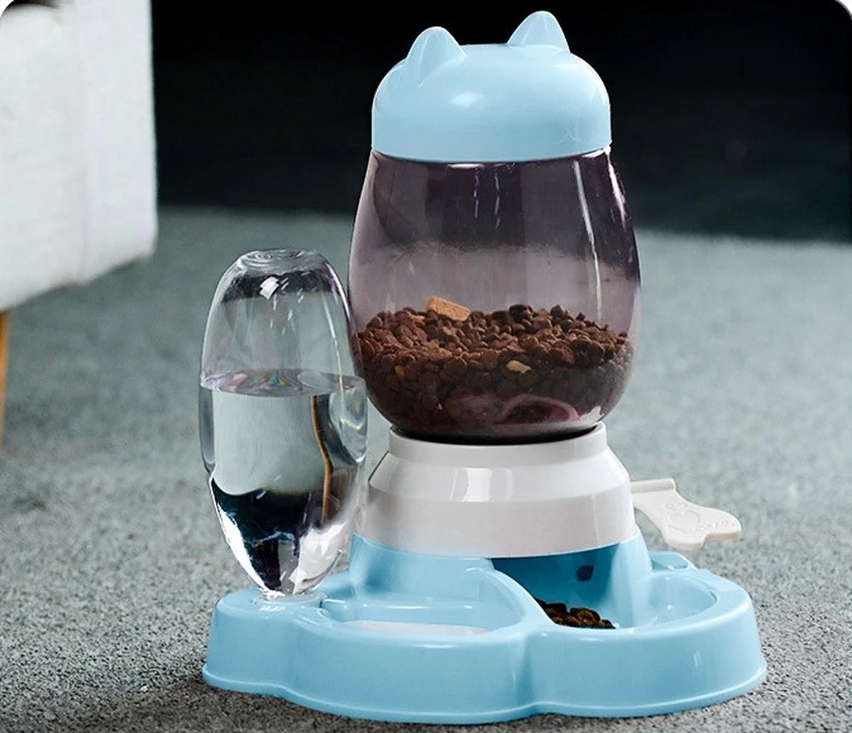 Automatische Voerbak – Voerbak – Hond En Kat – Waterbak – Voerautomaat Voor Hond En Kat – Voer En Drinkbak Combinatie – Water Dispenser – Drinkbak – Lichtblauw – Model 2 1 Automatische Voerbak – Voerbak – Hond En Kat – Waterbak – Voerautomaat Voor Hond En Kat – Voer En Drinkbak Combinatie – Water Dispenser – Drinkbak – Lichtblauw – Model 2