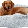 BINGOPAW Donut Honden En Kattenmand – Hondenmand Donut XXL – Donut Kattenmand Imitiatiebont 105CM – Anti Angst – Waterdicht