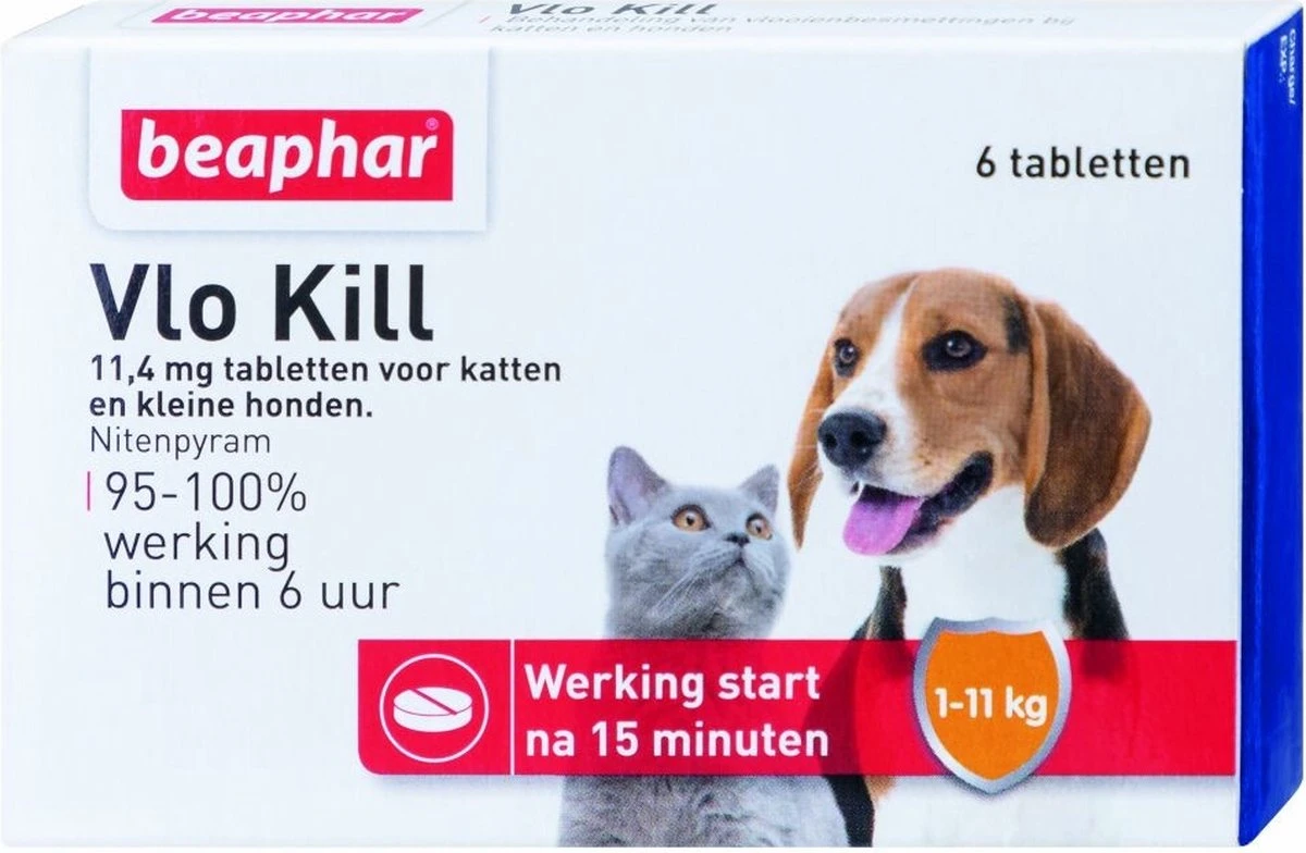 Beaphar Vlo Kill – Kleine Hond/Kat – Tot 11 Kg – 6 Tabletten 1 Beaphar Vlo Kill – Kleine Hond/Kat – Tot 11 Kg – 6 Tabletten
