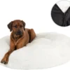 Behave Hondenmand Deluxe – Hondenkussen – Hondenbed – Donutmand – Wasbaar – Fluffy – Donut – Maat M – 60cm – Wit