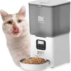 Bowkam Automatische Voerautomaat – Voerbak – Voerautomaat – Voerbak Kat – Voerbak Hond – Wit – Met Voice Recording