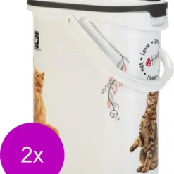 Curver Voercontainer Kat – Kattenvoerbewaarbak – 2 X 10 L
