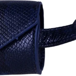 DOGA Honden Poepzakhouder – Poepzakjeshouder – Dispenser – Royal Blue – Blauw – Goud – Vegan Leer – Bijpassende Riem En Halsband Mogelijk