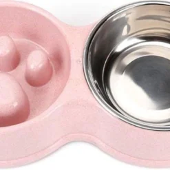 Darenci Dubbele Voerbak – Hondenbak – Voederbak – Anti Schrok Bak – Kattenbak – Hond – Poes – Puppy’s – Hondenbrokken – Kattenbrokken – Drinkbak – RVS – Dog Bowl – Slowfeeder – Dieren – Roze