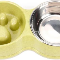 Darenci Dubbele Voerbak – Hondenbak – Voederbak – Anti Schrok Bak – Kattenbak – Hond – Poes – Puppy’s – Hondenbrokken – Kattenbrokken – Drinkbak – RVS – Dog Bowl – Slowfeeder – Dieren – Lichtgroen