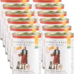 Defu Honden Natvoer, Biologisch Rundvlees, High Sensitive, Graanvrij, Multipack (12 X 410g), 4,92 Kg