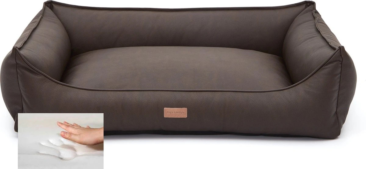 Dog’s Lifestyle Orthopedische Hondenmand Structuro Leder Bruin Medium 85cm – Ook In Taupe, Cognac, Antraciet En Lichtgrijs 1 Dog’s Lifestyle Orthopedische Hondenmand Structuro Leder Bruin Medium 85cm – Ook In Taupe, Cognac, Antraciet En Lichtgrijs