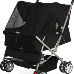 Dogs&Co Dubbele Hondenbuggy Zwart – Hondenbuggy Voor 2 Hondjes