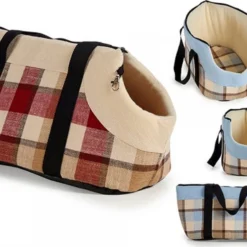 Draagtas Hond – Hondentas – Draagmand – Geruit – (28 X 39 X 40 Cm)