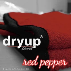 Dryup- Hondenhanddoek-handdoek Voor Honden- Rood-met Naam En Hondenpootjes