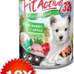 Fit Active – Hondenvoer – Blikvoer – Natvoer Hond – Puppy – Goose & Rabbit – 10 X 415g