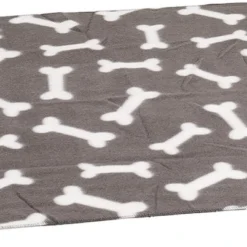 Flamingo – Hondendeken Fleece Botmotief – Grijs – 100 X 70 X 0.2 Cm