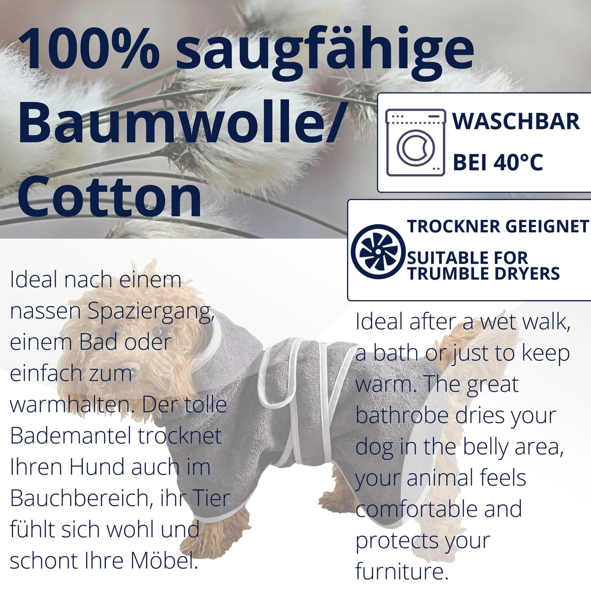 HOMELEVEL Hondenbadjas Van Zachte Badstof – Absorberende Hondenhanddoek Van Katoen Met Klittenband – Maat XL In Antraciet 1 HOMELEVEL Hondenbadjas Van Zachte Badstof – Absorberende Hondenhanddoek Van Katoen Met Klittenband – Maat XL In Antraciet