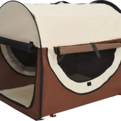 Honden Draagtas – Reisbench – Reismand Hond – Dieren Transport Box – Opvouwbaar – Maat S – 46x34x41 Cm – Koffie Creme