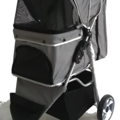 Hondenbuggy Grijs 3-wieler – Huisdieren Wandelwagen Inklapbaar – Dogs&Co