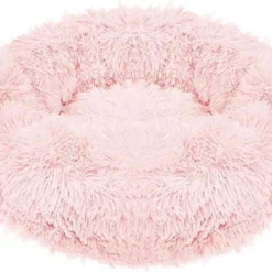 Hondenmand Donut – Hondenkussen – Poezenmand Fluffy – 60cm – Roze – Wasmachine Bestendig