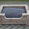 Houten Hondenmand Floki Van Gebruikt Steigerhout Inclusief Antraciet Kussen 80x60x30 Cm