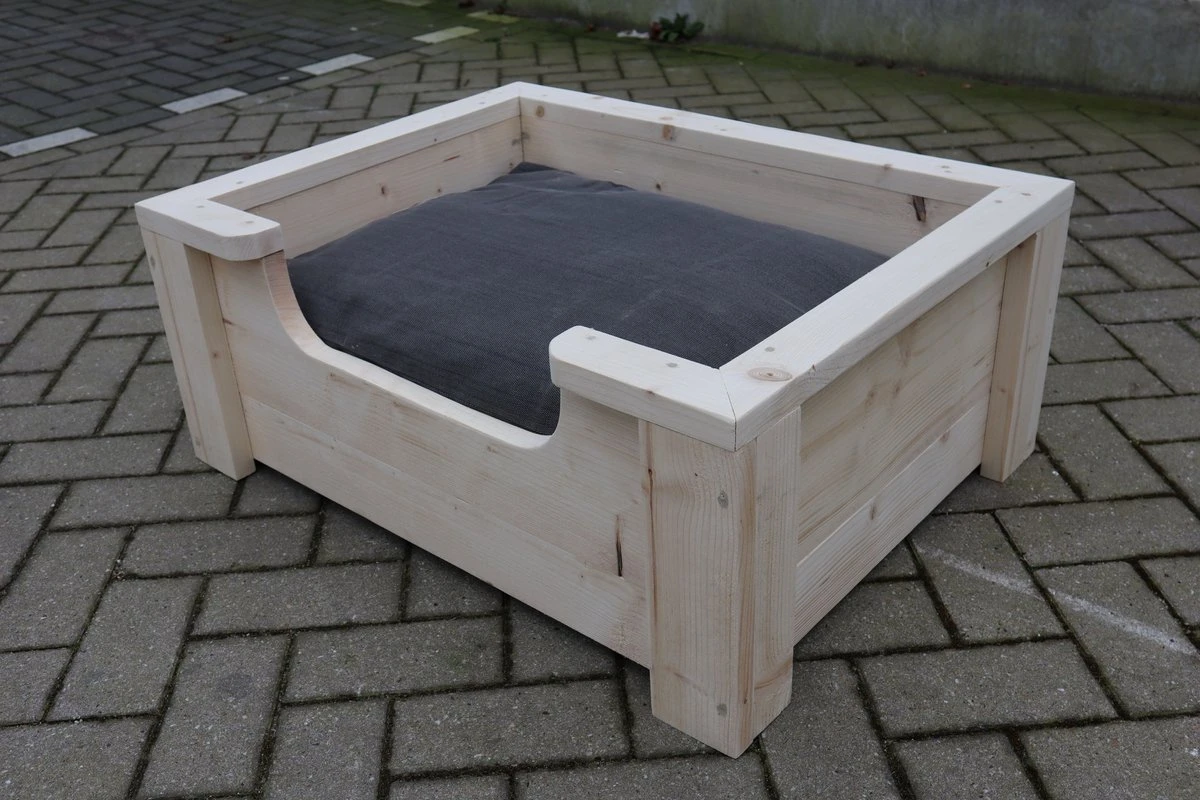 Houten Hondenmand Floki Van Nieuw Steigerhout Inclusief Antraciet Kussen 80x60x30 Cm 1 Houten Hondenmand Floki Van Nieuw Steigerhout Inclusief Antraciet Kussen 80x60x30 Cm