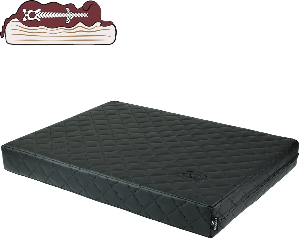 Huggles Orthopedisch Hondenbed Onyx Pitch Black – Hondenkussen – M – 80x60x9cm – Afneembare Hoes Uit Zwart Kunstleer Met Ritssluiting 1 Huggles Orthopedisch Hondenbed Onyx Pitch Black – Hondenkussen – M – 80x60x9cm – Afneembare Hoes Uit Zwart Kunstleer Met Ritssluiting