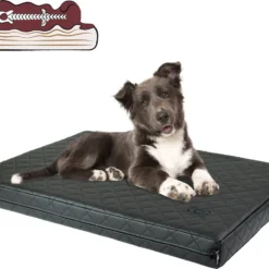 Huggles Orthopedisch Hondenbed Onyx Pitch Black – Hondenkussen – XL – 120x80x9cm – Afneembare Hoes Uit Zwart Kunstleer Met Ritssluiting