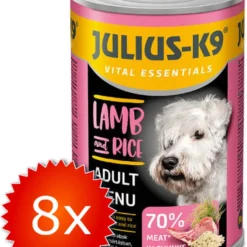 Julius K9 Julius-K9 – Hondenvoer – Blikvoer – Natvoer – Adult – Lamb & Rice – 8 X 1240g