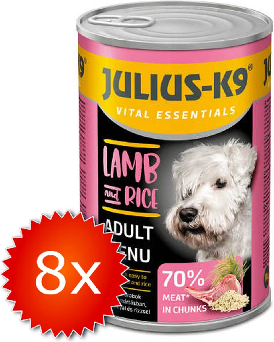 Julius K9 Julius-K9 – Hondenvoer – Blikvoer – Natvoer – Adult – Lamb & Rice – 8 X 1240g 1 Julius K9 Julius-K9 – Hondenvoer – Blikvoer – Natvoer – Adult – Lamb & Rice – 8 X 1240g