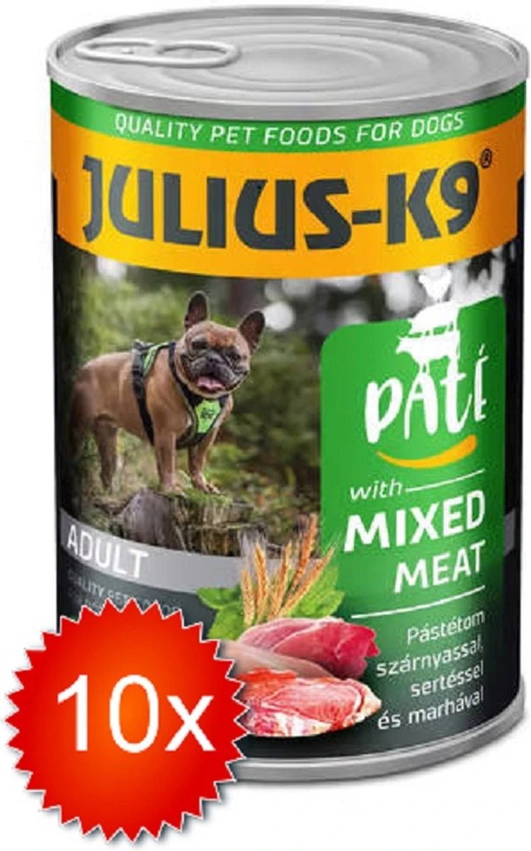 Julius K9 Julius-K9 – Hondenvoer – Blikvoer – Natvoer – Paté – Adult – Meatmix – 10 X 400g 1 Julius K9 Julius-K9 – Hondenvoer – Blikvoer – Natvoer – Paté – Adult – Meatmix – 10 X 400g