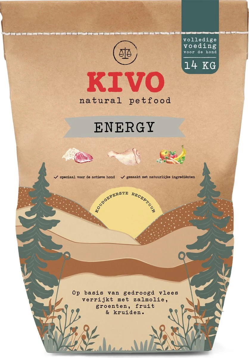 Kivo Petfood Hondenbrokken Energy 14kg Koudgeperst – Tarweglutenvrij 1 Kivo Petfood Hondenbrokken Energy 14kg Koudgeperst – Tarweglutenvrij