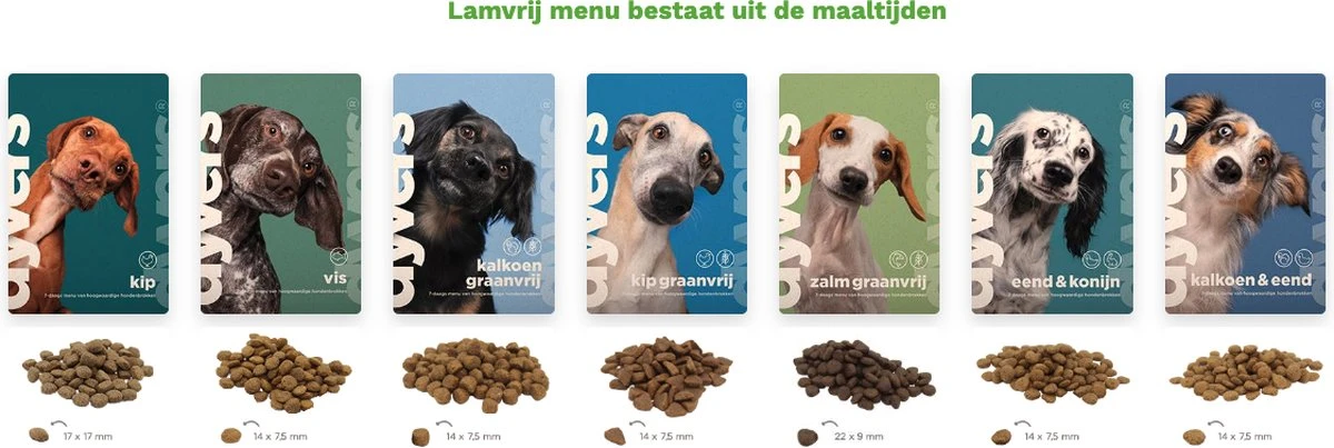 Lamvrij Hondenmenu Dyvers – Dagelijks Wisselende Hondenbrokken – 100% Natuurlijk – Vrij Van Lam Hondenvoer – 7x1kg 1 Lamvrij Hondenmenu Dyvers – Dagelijks Wisselende Hondenbrokken – 100% Natuurlijk – Vrij Van Lam Hondenvoer – 7x1kg