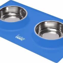Loving Owner – Voerbak Met Anti-slip Mat – Klein Huisdier – Voerbak Hond En Kat – RVS – Blauw