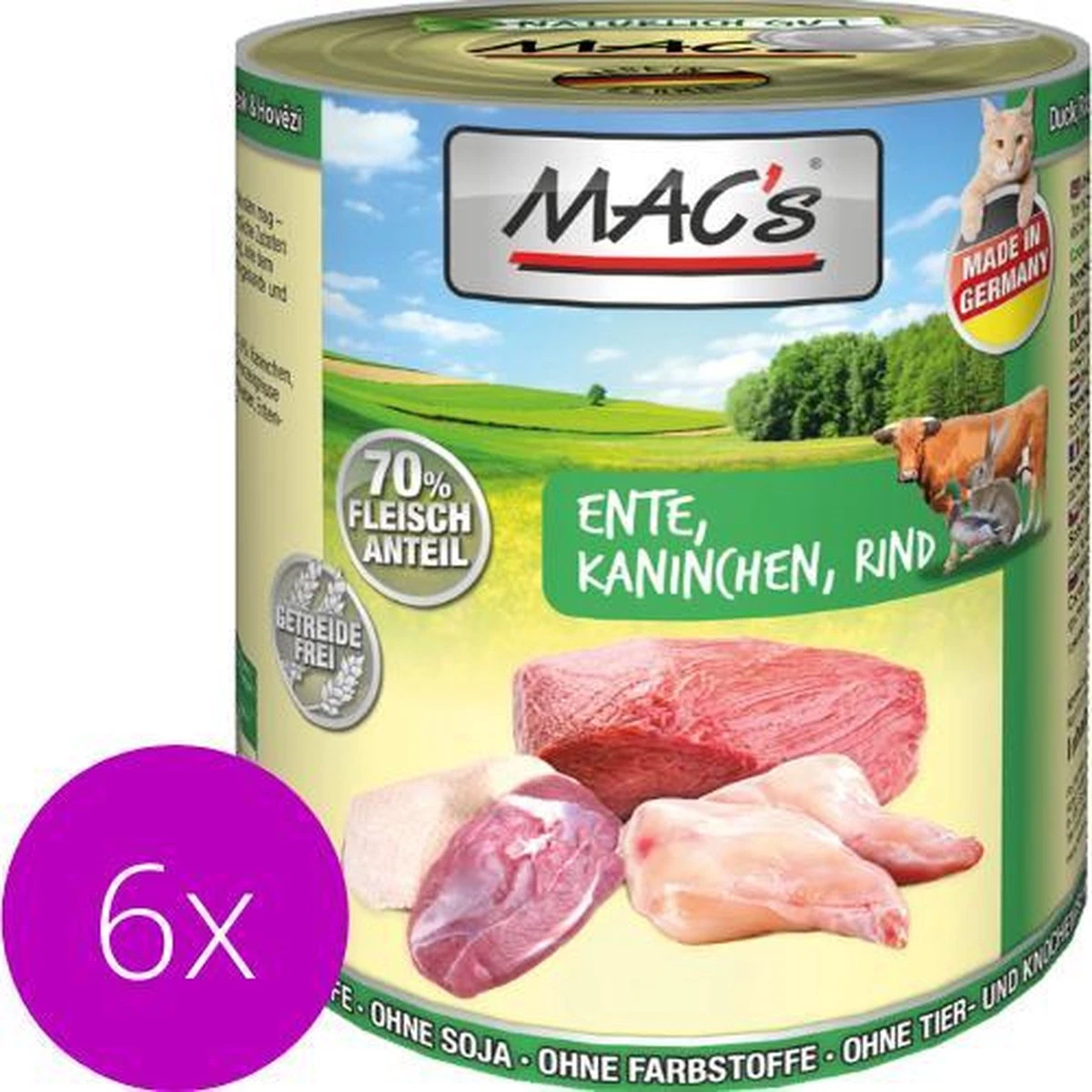 MAC’s Kattenvoer Natvoer Blik – 70% Eend, Konijn En Rund – 6 X 800g 1 MAC’s Kattenvoer Natvoer Blik – 70% Eend, Konijn En Rund – 6 X 800g