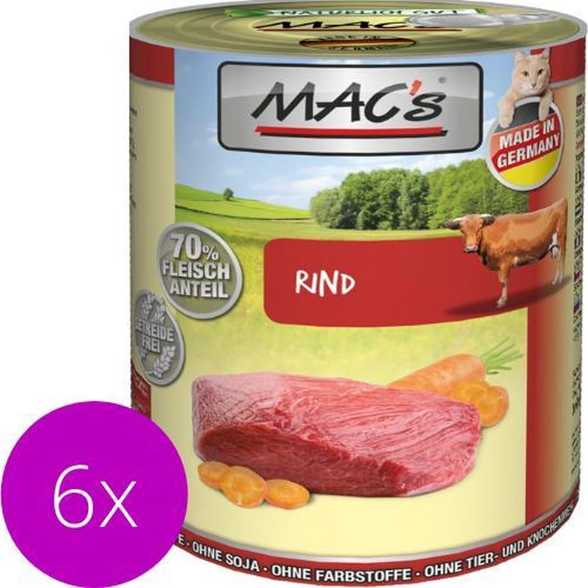 MAC’s Kattenvoer Natvoer Blik – 70% Rundvlees – 6 X 800g 1 MAC’s Kattenvoer Natvoer Blik – 70% Rundvlees – 6 X 800g