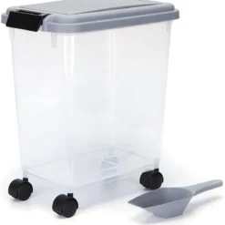 Nobleza Voercontainer – 20L – 7.2KG – Voedselcontainer Hond- Opslagcontainer – Zwenkwielen – Transparant