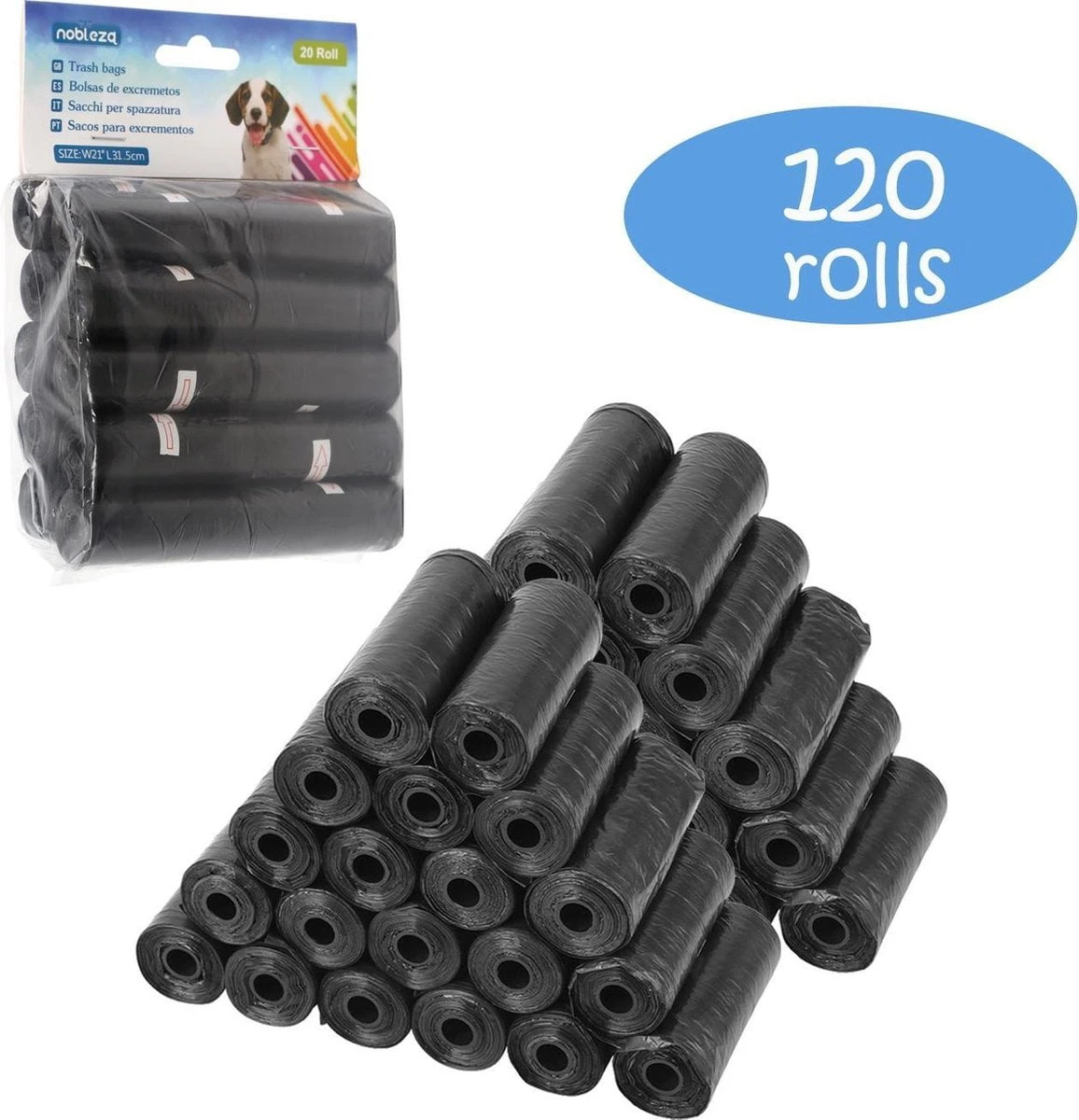 Nobleza Poepzakjes – Hondenpoepzakjes – Zwart – 1800 Stuks – 120 Rollen 1 Nobleza Poepzakjes – Hondenpoepzakjes – Zwart – 1800 Stuks – 120 Rollen