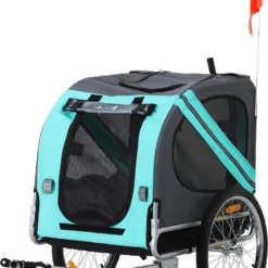 Paws & Claws – Hondenfietskar – Fietskar – Grijs/groen – 130 X 73 X 94 Cm