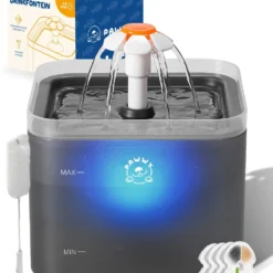 Pawwy® Drinkfontein Kat & Hond – Kattenfontein – Waterfontein Incl. 2 Filters En Schoonmaak Kit – 2 Liter – Grijs