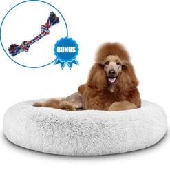 Pawzle Hondenmand – Donut Hondenkussen – Kattenmand – Bed Voor Honden & Katten – Wasbaar – 120cm – Grijs