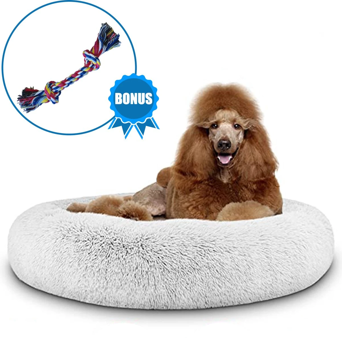 Pawzle Hondenmand – Donut Hondenkussen – Kattenmand – Bed Voor Honden & Katten – Wasbaar – 120cm – Grijs 1 Pawzle Hondenmand – Donut Hondenkussen – Kattenmand – Bed Voor Honden & Katten – Wasbaar – 120cm – Grijs