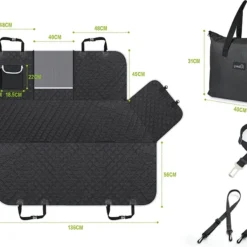 Pecute Hondendeken Voor Auto Achterbank Kofferbakdeken Voor Honden Hand Autodeken Met Veiligheidsgordel, Achterstoelhoezen Voor Honden Met Kijkvenster, Opbergtas (146×136 Cm)
