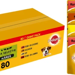 Pedigree Adult In Saus Honden Natvoer – Vier Verschillende Smaken – 80 X 100 Gr