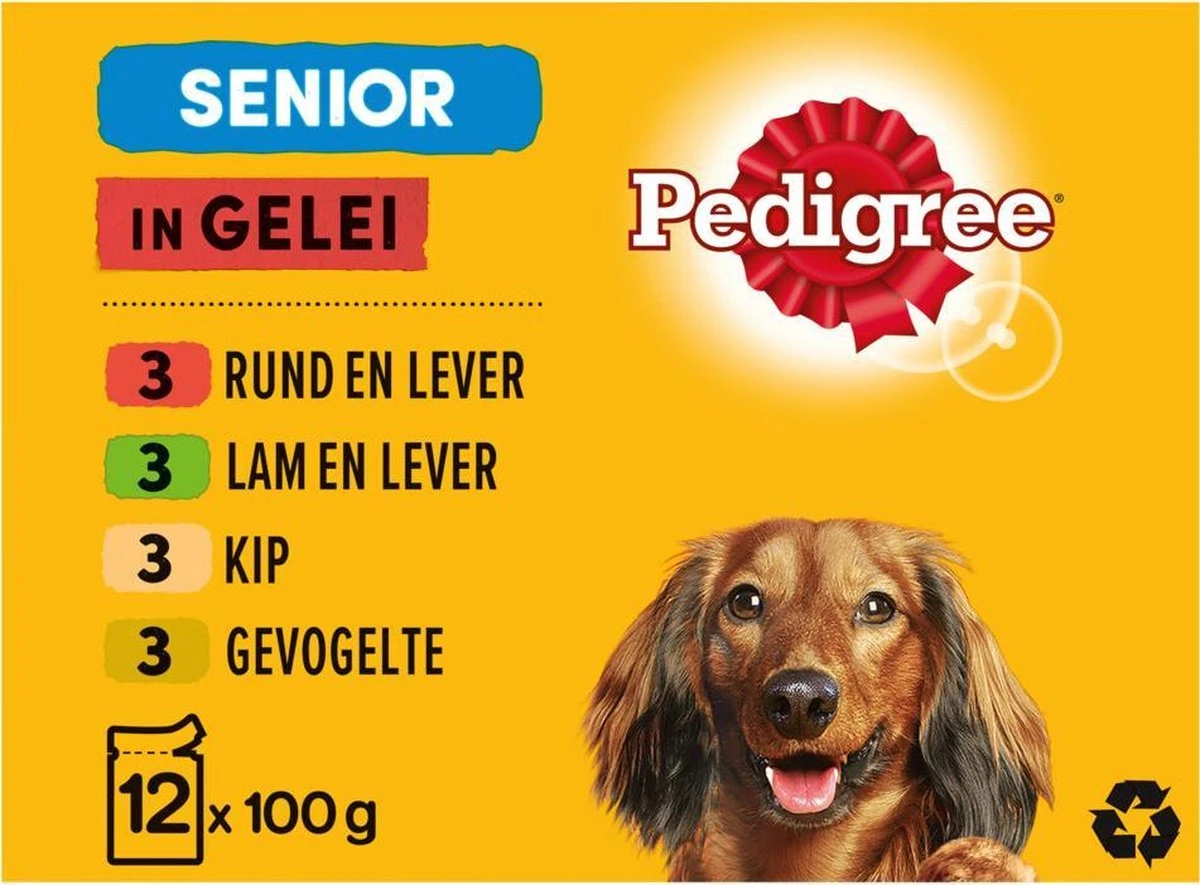 Pedigree Senior In Gelei Honden Natvoer – Vlees En Gevogelte In Gelei – 48 X 100 Gr 1 Pedigree Senior In Gelei Honden Natvoer – Vlees En Gevogelte In Gelei – 48 X 100 Gr