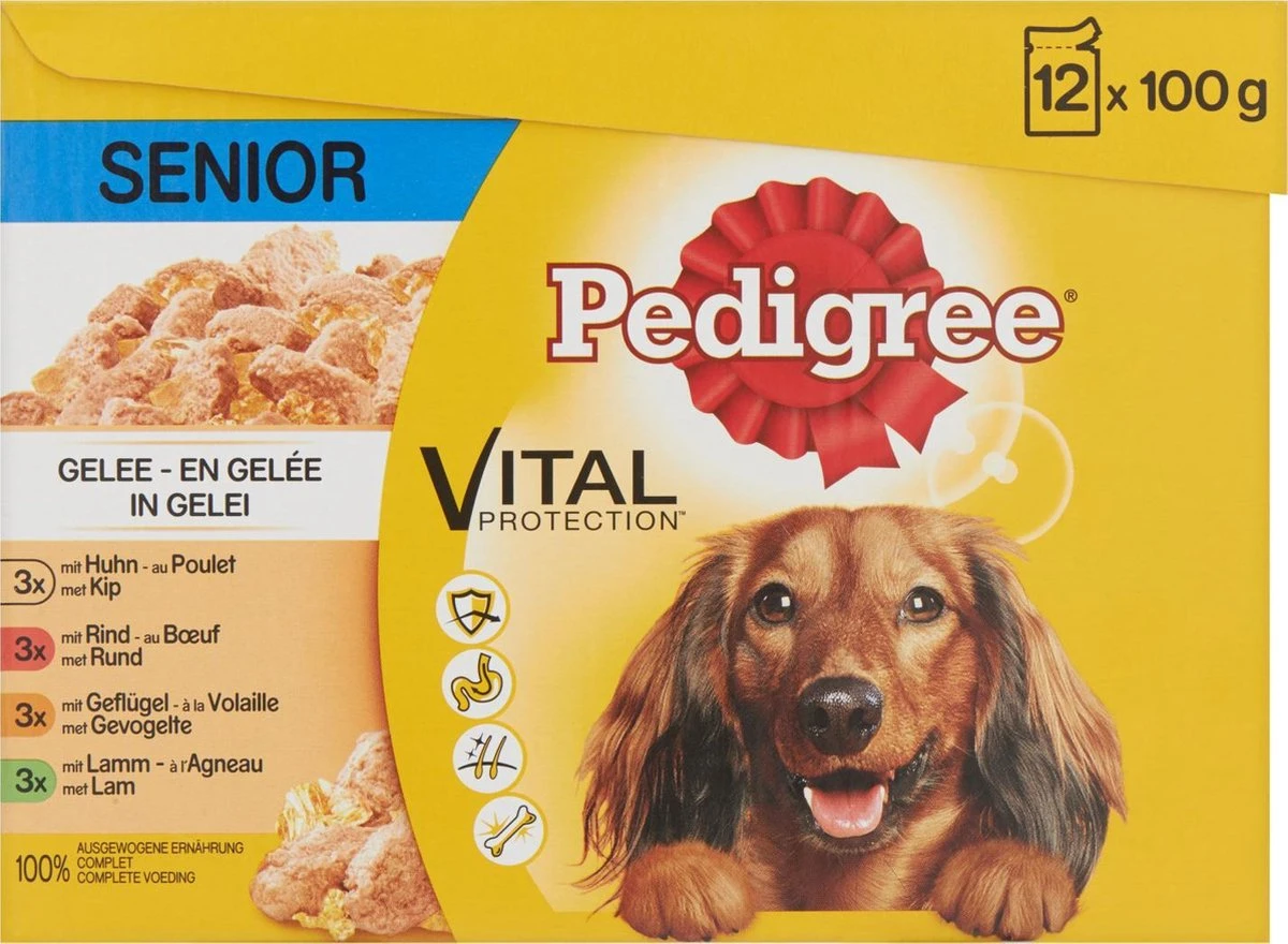 Pedigree Maaltijdzakjes – Hond – Senior – Natvoer – 4 X 12 X 100g 1 Pedigree Maaltijdzakjes – Hond – Senior – Natvoer – 4 X 12 X 100g