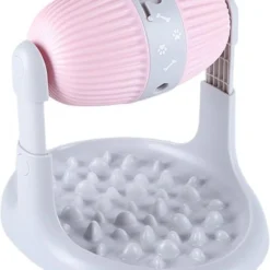 Pets Fortune Voerdispenser Honden En Katten – Slow Feeder – Langzaam Eten – Anti Schrok – Voeder Automaat – Voerbak Hond – Roze – Hoogte Verstelbaar
