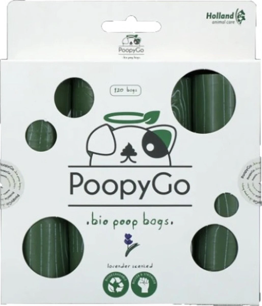 PoopyGo Eco Friendly Lavendelgeur- Poepzakjes- 4 Verpakkingen -32 Rolletjes- Hondenpoepzakjes 1 PoopyGo Eco Friendly Lavendelgeur- Poepzakjes- 4 Verpakkingen -32 Rolletjes- Hondenpoepzakjes